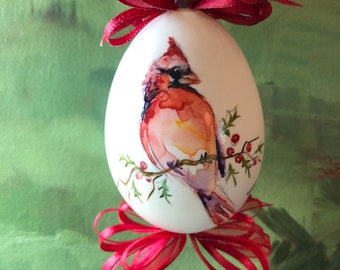 Hand Painted Red Cardinal - Christmas Ornament