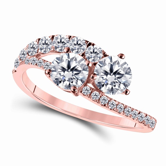 14k Two Tone Gold Over 925 Sterling Silver Two Stone Yellow Sapphire and White Cubic Zirconia Engagement Couple Ring 1.00 Ct