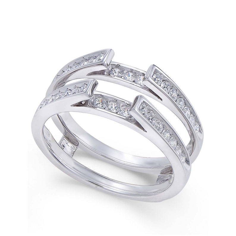 1//2ct Prong Set Solitaire Enhancer Simulated Diamonds Ring Guard Wrap 14K Rose Gold Plated New