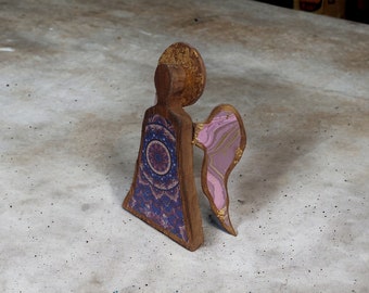 Pink Wooden Angel, Eco friendly gift, Angel Ornament, Original designe