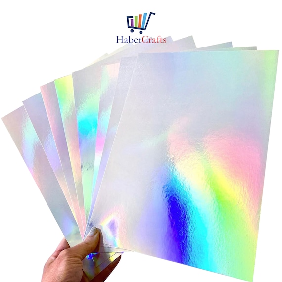 Holographic Card A4 Silver Rainbow Card Metallic Holographic Paper Thick  210gsm Card Shiny Rainbow Sheets Craft Scrapbooking Shimmer Finish 