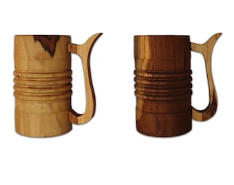 Handmade Teakwood Beer Mugs (Set of 2): Rustic 650ml Ale Mugs