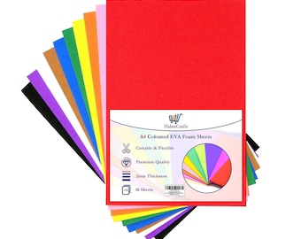 A4 Craft Foam Sheets: 2mm Thick, 10 Assorted Colors