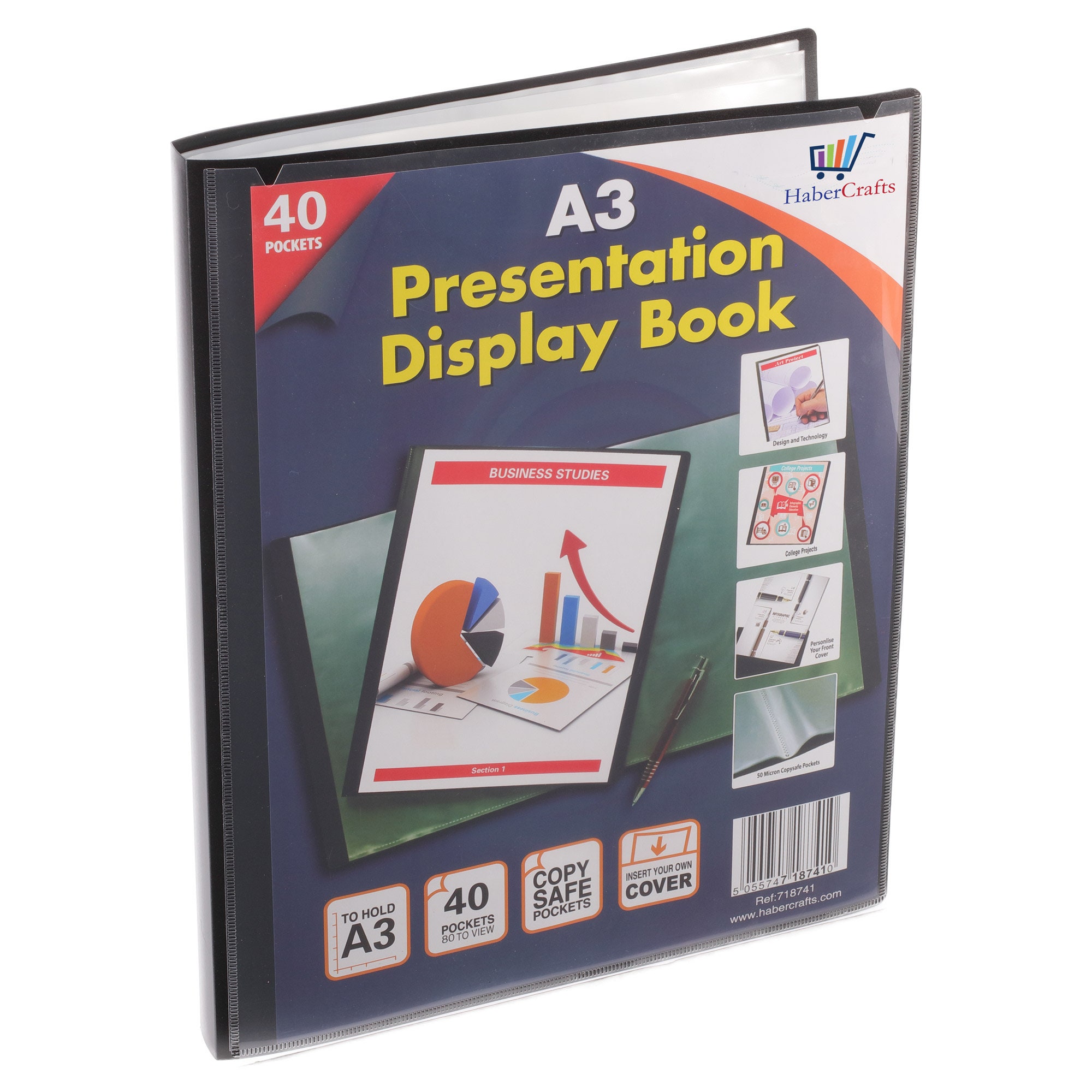 Art Portfolio Presentation Display Book, 24-pocket, Black