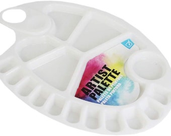 Oval Artist Paint Palette 17 Well Oblong White Acrylic Mixing Paint Thumb Hold