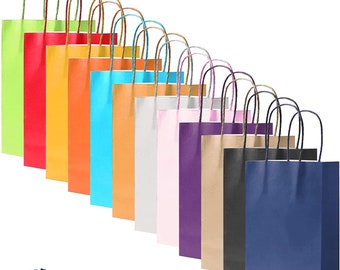 Party Paper Bags With Handles Paper Gift Bag Carrier Bags Sweet Loot Celebrations Birthday Christmas Halloween Reinforced Twisted Handle