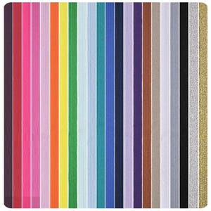 Peut inclure: Un ensemble de 25 élastiques à cheveux colorés en différentes couleurs, dont le rouge, le rose, l'orange, le jaune, le vert, le bleu, le violet, le marron, le noir et le blanc.