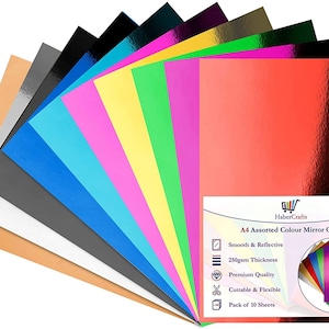 Spiegelkaart A4 gekleurde metallic spiegel board dikke 250gsm kaart glanzende vellen spiegelfolie activiteit craft cardstock reflecterende shimmer