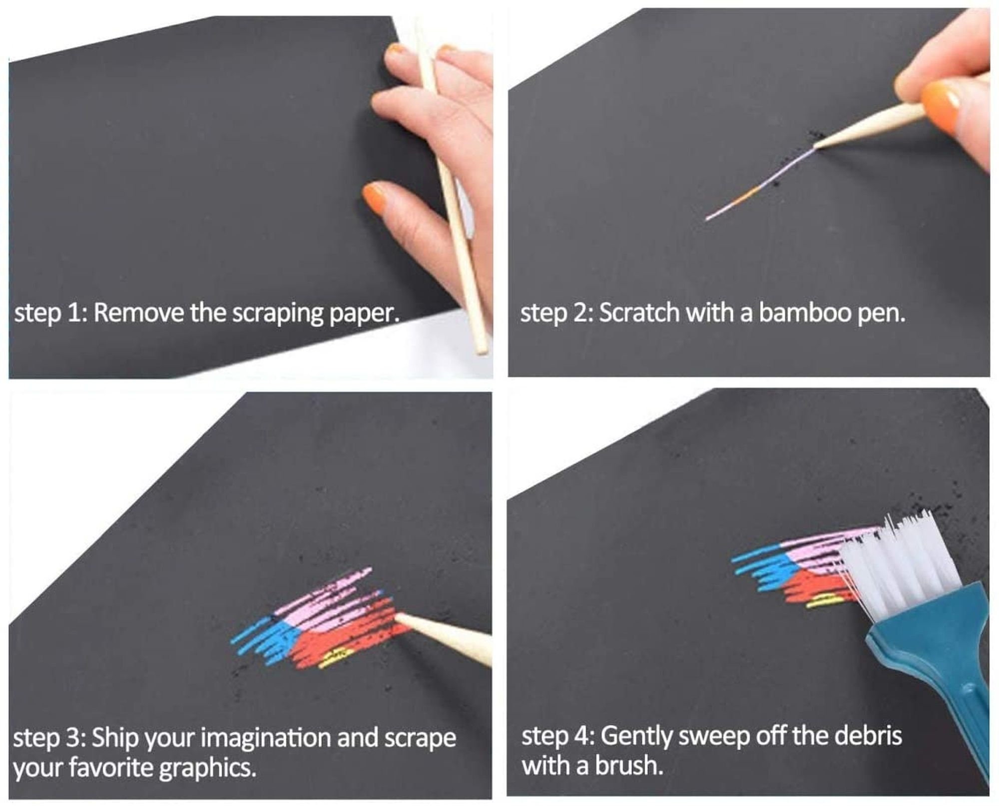 M MUGIT Scratch & Sketch Art Paper(A4) for Kids & Adults, Rainbow