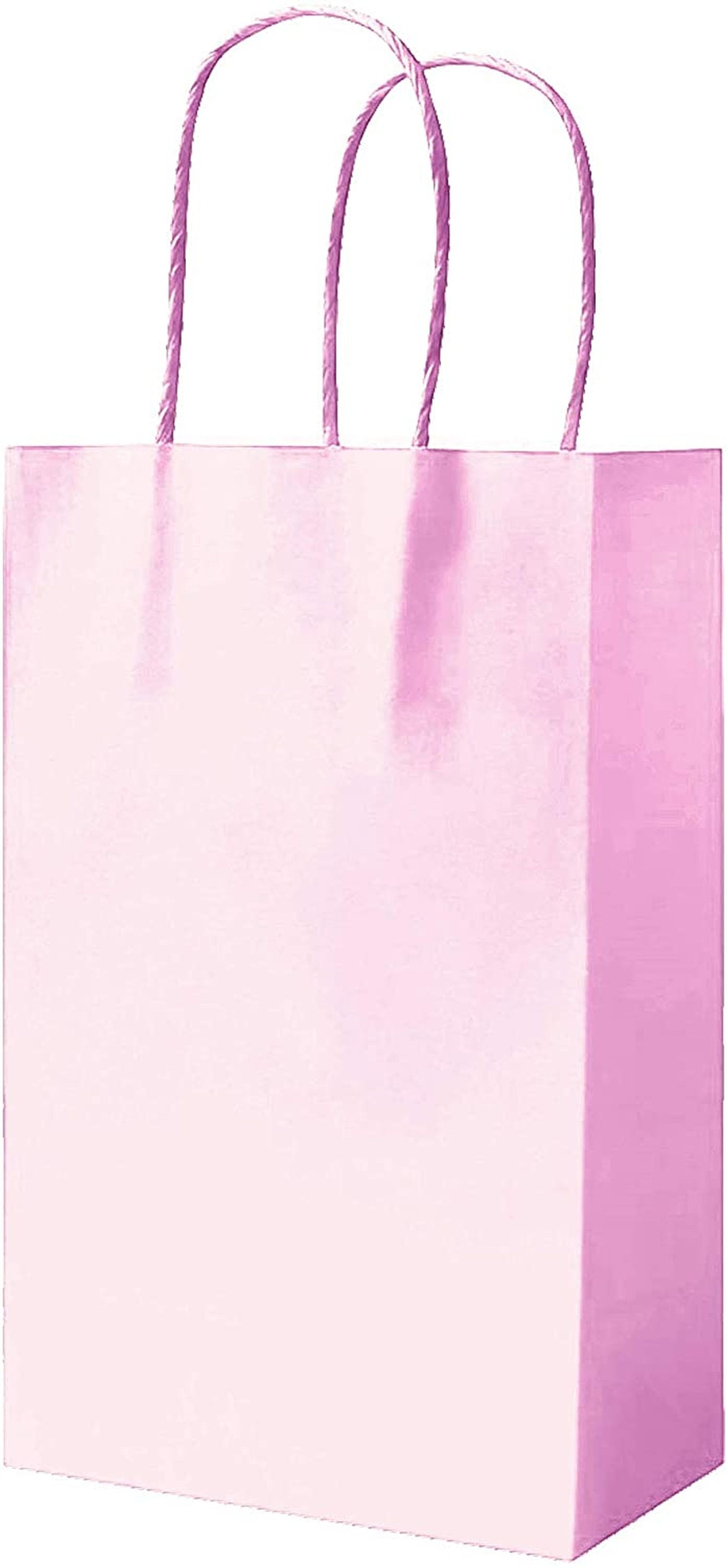 Hammont Paper Bags with Handles – Pink Gift Bags Bulk Medium Size 200 Pack  Paper Craft Bag – Kraft Bags with Window - Transparent Gift Bags - Party