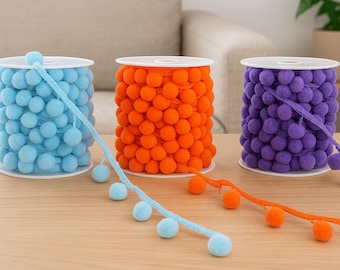 Colorful Pom Pom Trim: Sewing, Crafts, Home Decor - 15mm Poms