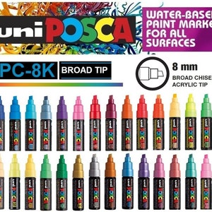 Marcador de pintura Uni Posca PC-8K: punta biselada ancha, para cualquier superficie