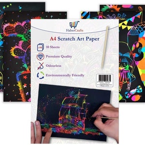 Scratch Art Paper Magic Rainbow Scratch Sketch Art A4 Paper Children Craft Engraving Set Kids Art Drawing Activity Multi Colour Scratch Card