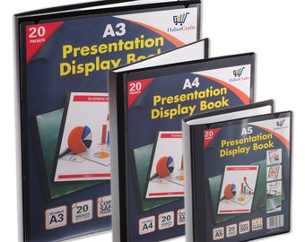 A5 Display Book 20 Pockets 40 Views 24 Pack Flexible Hard Cover Display Book Presentation Folder Folio 