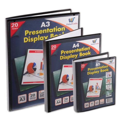 A5 Display Book 40 Pockets Flexible Hard Cover Display Book Presentation Folder Folio 3 Pack 80 Views 