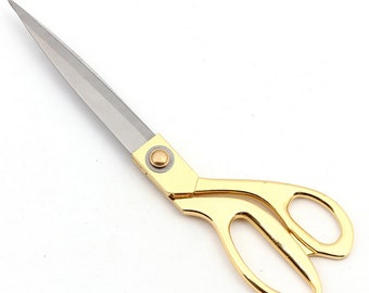 Heavy Duty Gold 10 Inch Fabric Scissors Stainless Steel Blades Craft Shears Dressmaking Tailors Scissor