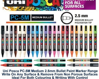 Uni Posca PC-5M Colour Paint Marker Pens 2.5mm Medium Bullet Tip