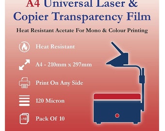 Film transparent laser universel A4, feuilles transparentes OHP pour imprimante laser, film pour rétroprojecteur en acétate, feuilles imprimables à séchage rapide, 120 microns