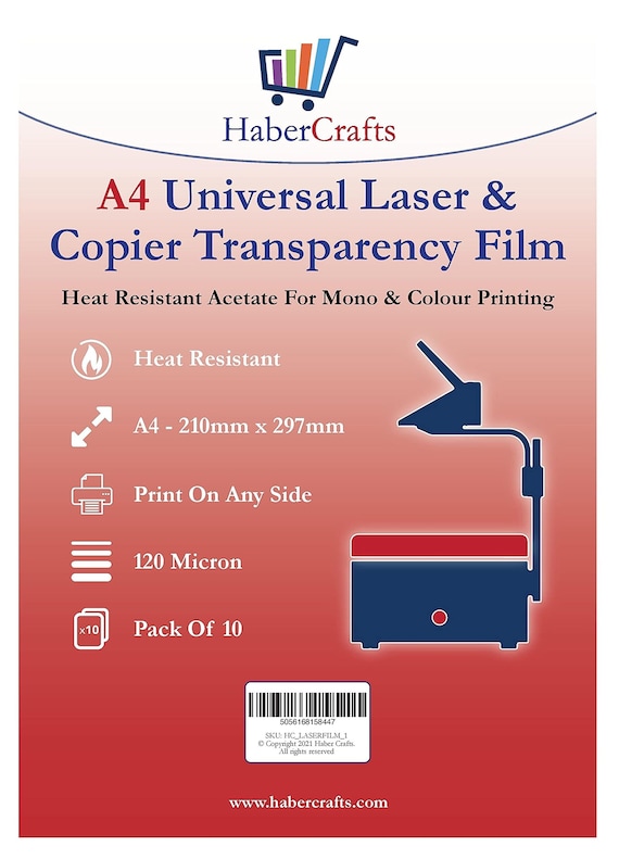 Universal Laser Transparency Film A4 Clear OHP Sheets Laser