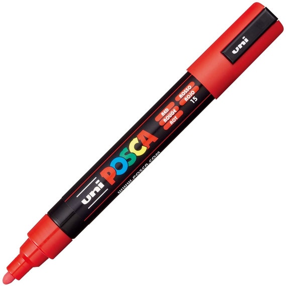 Uni Posca PC-5M Colour Paint Marker Pens 2.5mm Medium Bullet Tip Nib Writes  on Any Surface Glass Metal Wood Plastic Fabric 