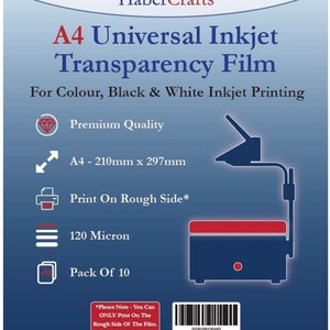 Transparency Sheets for Laser Printers 8.5 X 11-10 Sheets / Positive /  Clear Film / 4 Mil / Film Exposure / Silkscreen Printing / Small Shop 