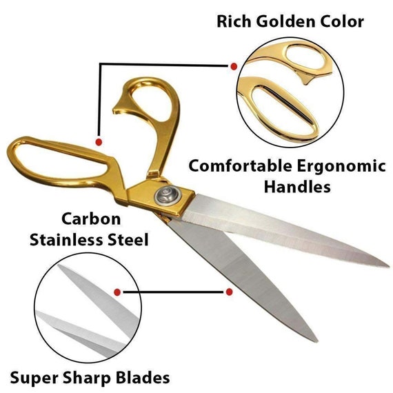 Heavy Duty Gold 10 Inch Fabric Scissors Stainless Steel Blades Craft Shears  Dressmaking Tailors Scissor 