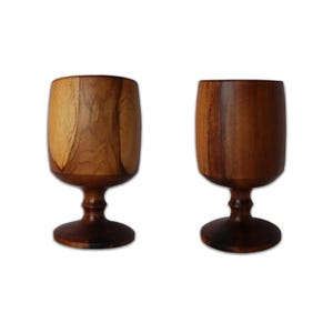 Set of 2 Handmade Teakwood Wine Glasses – Elegant Natural Wooden Wine Glasses, Eco-Friendly and Food-Safe, Perfect for Red or White Wine