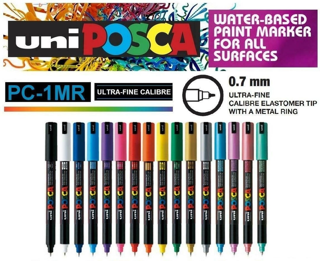 Posca PC-1MR Colour Paint Marker Pens Ultra Fine 0.7mm Calibre Nib Tip  Writes on Any Surface Glass Metal Plastic Fabric Stone Wood 