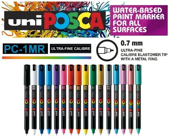 Uni Posca PC-1MR White Colour Paint Marker Pens Ultra Fine 0.7mm Calibre  Tip Nib Writes On Any Surface Glass Metal Wood Plastic Fabric (Pack of 3)
