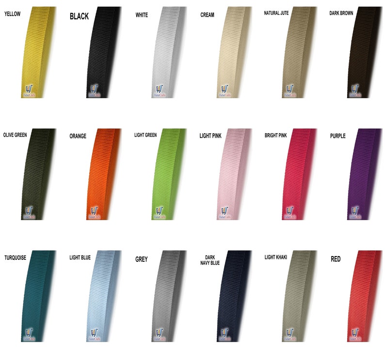 May include: A selection of 20 different colors of ribbon, including yellow, black, white, cream, natural jute, dark brown, olive green, orange, light green, light pink, bright pink, purple, turquoise, light blue, grey, dark navy blue, light khaki, and red.