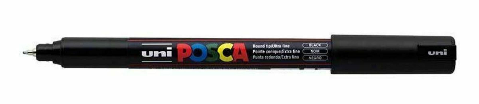  Uni Posca PC-1MR White Colour Paint Marker Pens Ultra Fine  0.7mm Calibre Tip Nib Writes On Any Surface Glass Metal Wood Plastic Fabric  (Pack of 3) : Office Products