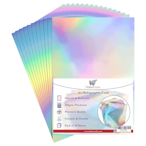 Cartão holográfico a4 prata arco-íris cartão metálico papel holográfico grosso 210gsm cartão brilhante arco-íris folhas artesanato scrapbooking acabamento brilhante