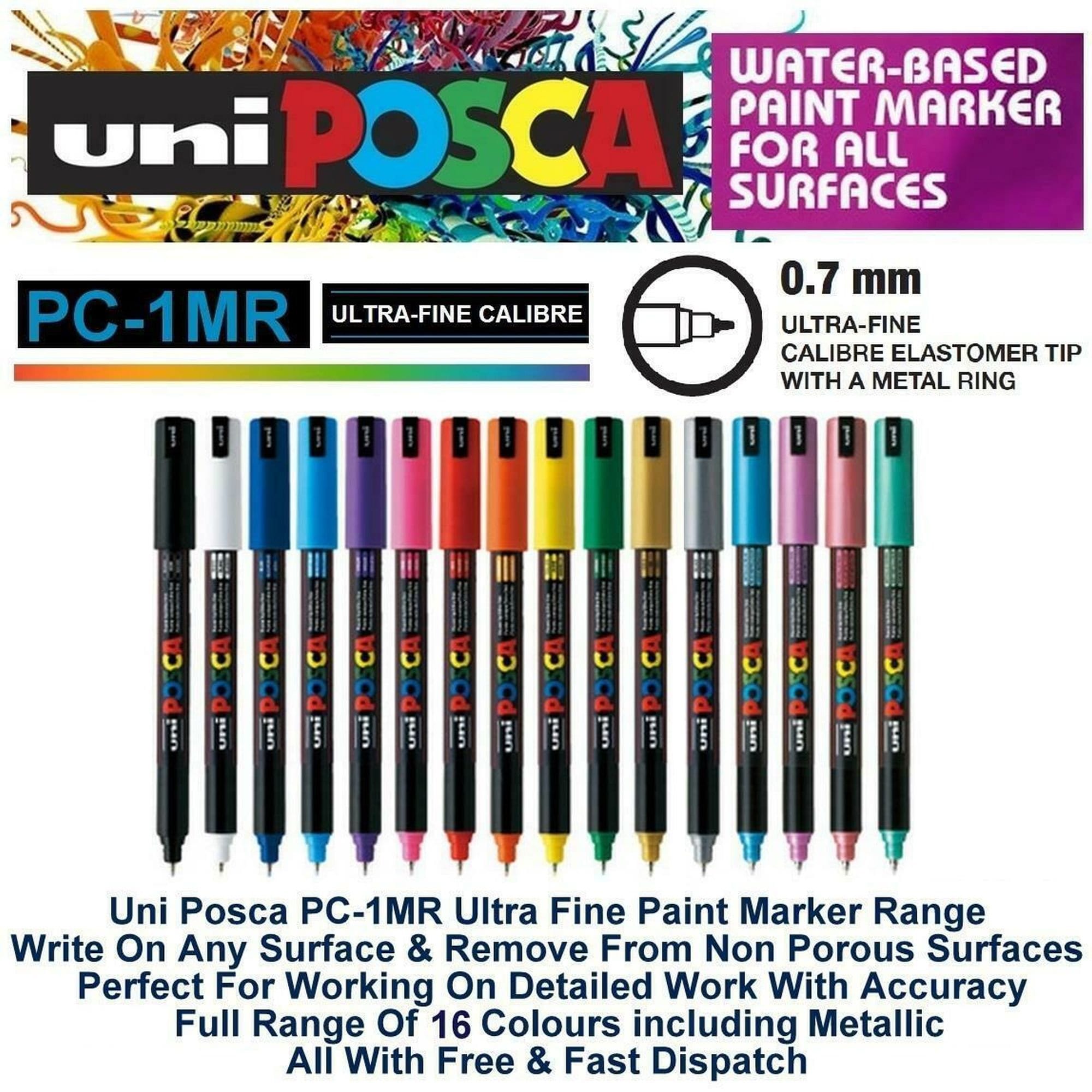 POSCA PC-1MR Art Paint Markers Set of 16 in Plastic Wallet Starter Set -   Finland