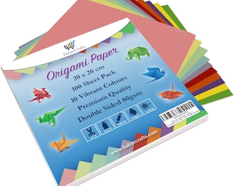 Origami Paper 100 Sheets Small Square Origami Sheets Traditional Japanese Origami Folding Paper Double Sided 10 Brights & Pastels Colours