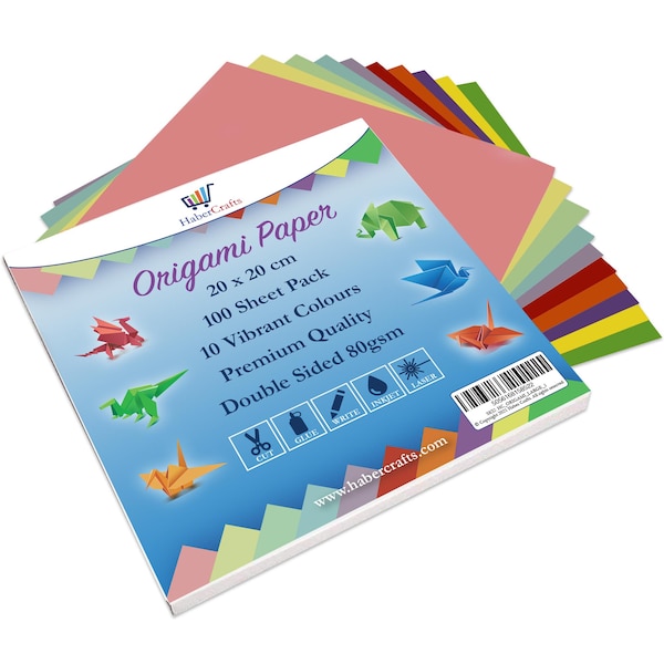 Origami Paper 100 Sheets Small Square Origami Sheets Traditional Japanese Origami Folding Paper Double Sided 10 Brights & Pastels Colours