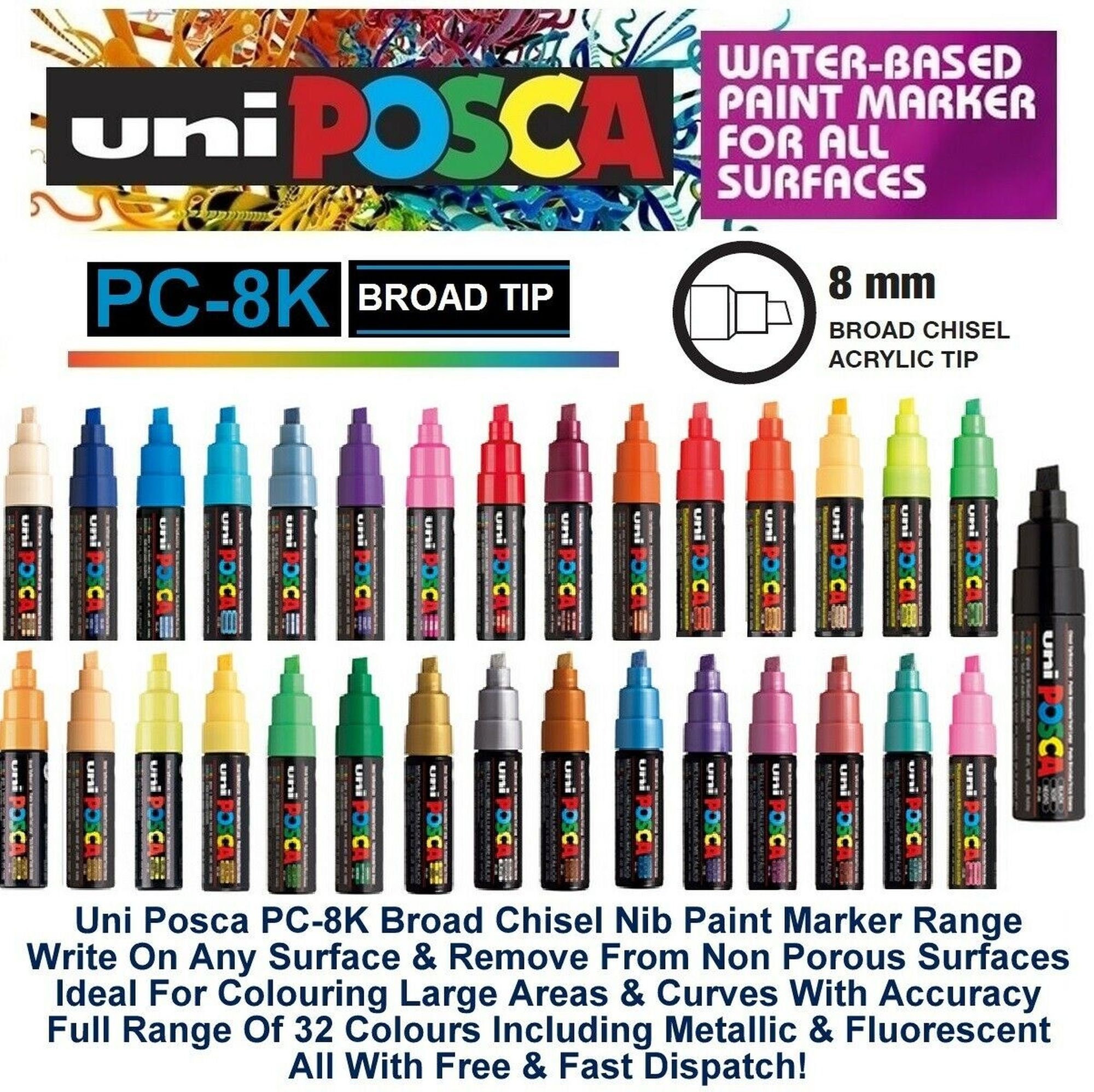 uni Chalk Markers, PWE-5K Metallic Medium Tip Marker - 8 Pack