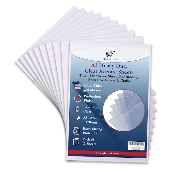 Feuilles d'acétate transparent très résistant 240 microns en plastique extra épais en PVC transparent en plastique transparent pour couvertures de reliure de protection