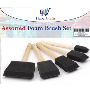 Schuimborstels Verfsponzen Borstels voor acryl Schilderen Decoreren Vernis Beitsen Houten handvatten 5 gemengde sets