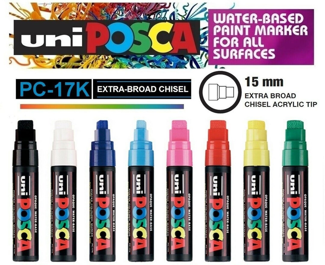 Posca Marker Acrylic Paint Pens Tip width 8mm 15 colors, 2 each, Posca Pens  are Acrylic Paint Markers for Rock Painting, Fabric, Glass Paint, Metal