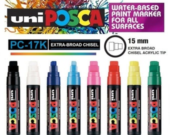 Posca PC-17K Colour Paint Marker Pen Metal Glass 15mm Extra Broad Chisel Nib Writes On Any Surface Glass Wood Plastic Fabric Metal