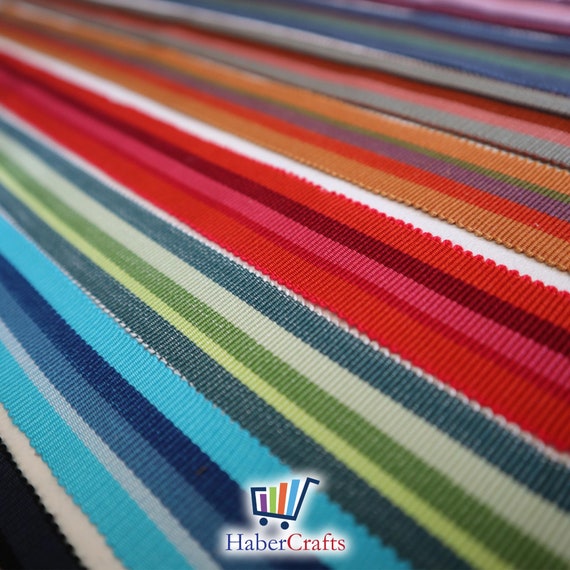 Striped Grosgrain Ribbon: 25mm French Cotton Petersham Ribbon