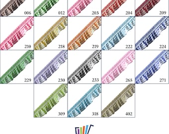 19mm Gingham Frill Elastic Ribbon: Ruffled Stretch Trim