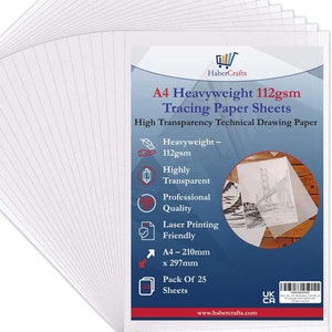 A4 Fogli di carta da lucido Carta da lucido stampabile Carta da disegno tecnica ad alta trasparenza senza acidi per disegnare schizzi di sartoria