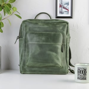 Handmade Leather Laptop Backpack for Men, Vintage Style Rucksack Bag