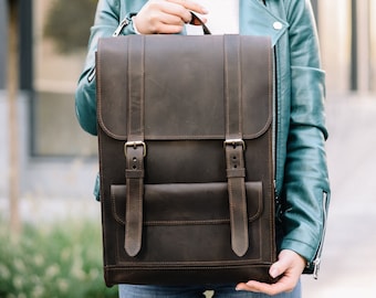 Laptop bag,Black backpack, Backpack,Laptop backpack, Brown leather backpack, Laptop bag women,Grey backpack,Leather laptop backpack,Rucksack