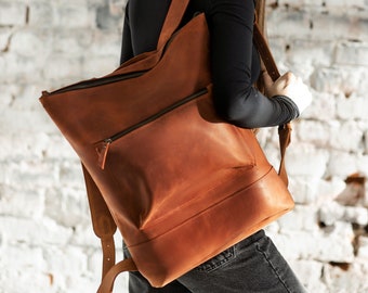 Vintage Style Leather Backpack | Handmade Urban Rucksack | Retro Travel Bag