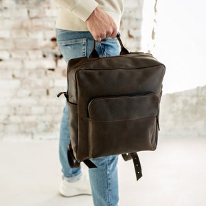 Handmade Large Leather Backpack for Men, Durable Laptop Backpack for Work, School or Travel
