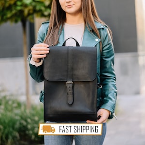Laptop backpack for women, Laptop backpack, Black backpack, Leather backpack, Girls backpack, Laptop rucksack, Denim backpack, Work backpack