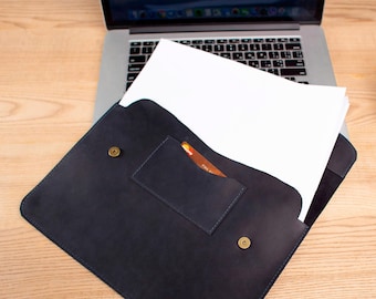 Personalized leather document holder, Leather folder, Engraved document sleeve, Paper case, Leather cover, Document holder, Boss gift