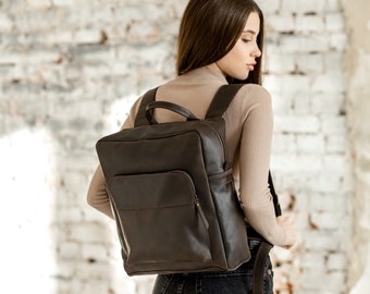 Engraved Leather Backpack Purse | Personalized Women's Bag | Custom Name Rucksack